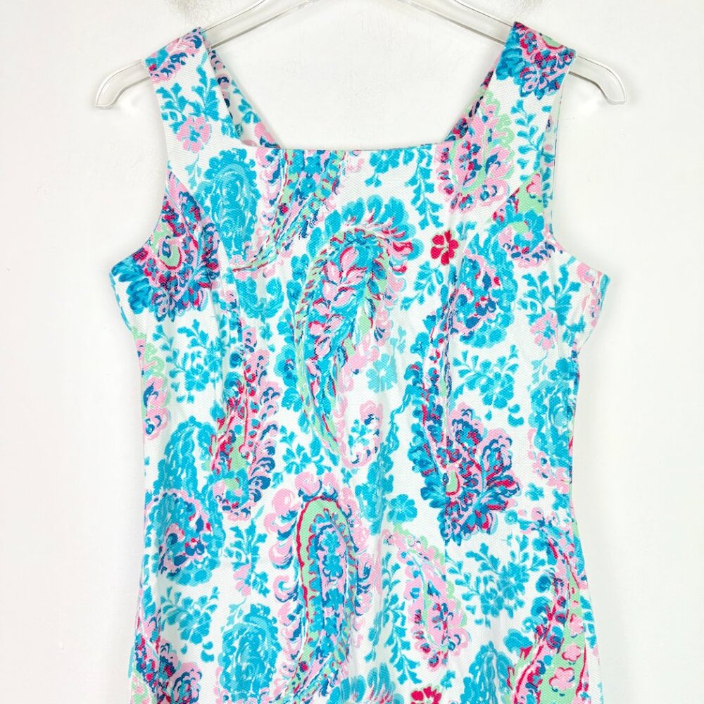 Talbots Petite Fresco Paisley Sheath Dress Sleeveless Blue Size 2P 2 Petite EUC - Picture 3 of 10